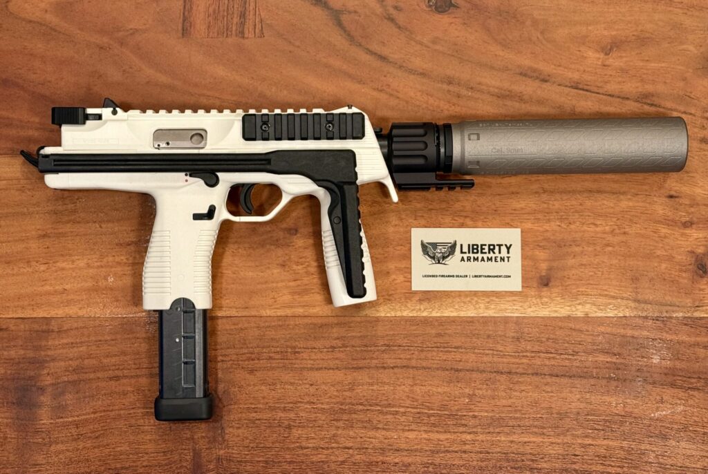 B&T TP9-SBR-White-9mm W/ Print-X Ti Full Size Suppressor