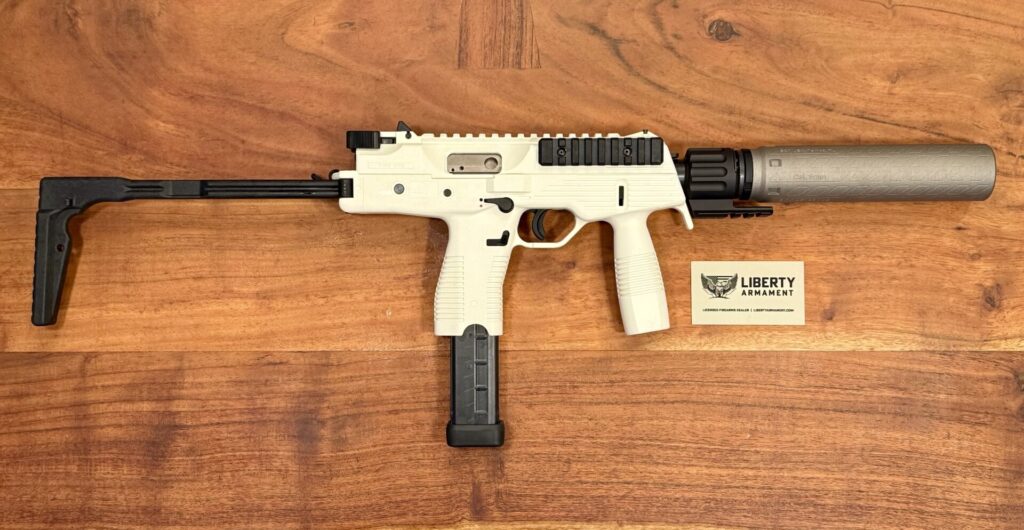 B&T TP9-SBR-White-9mm W/ Print-X Ti Full Size Suppressor